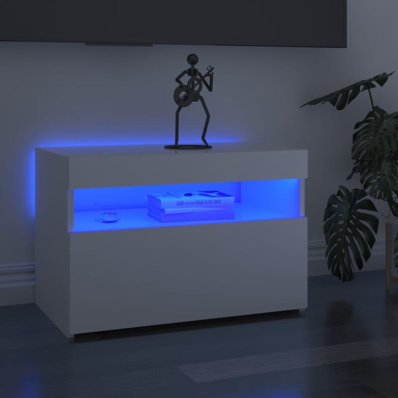 Meuble tv avec lumières led Moderne - Meuble de rangement - Buffet Salon - Blanc brillant 60x35x40 cm Chic-389711