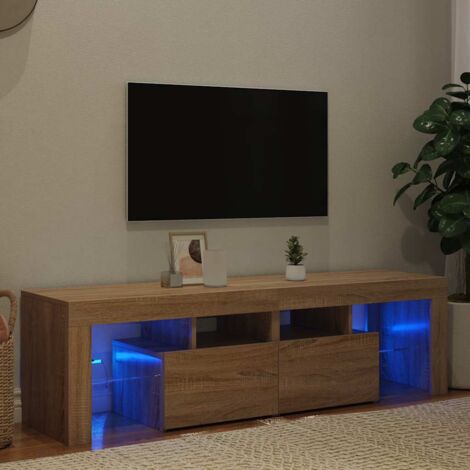 Meuble TV avec lumières LED Moderne - Meuble de rangement - Buffet Salon - Chêne sonoma 140x36, 5x40 cm Chic-418404