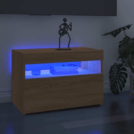 Meuble TV avec lumières LED Moderne - Meuble de rangement - Buffet Salon - Chêne sonoma 60x35x40 cm Chic-181150