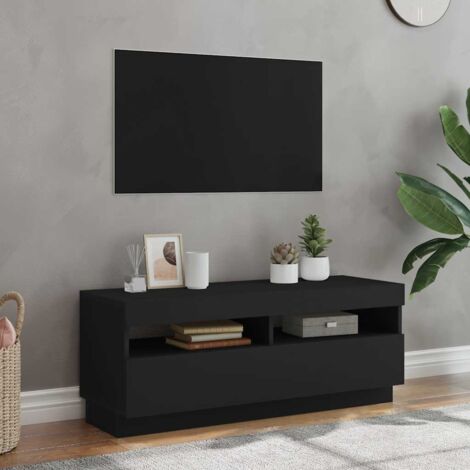 Meuble TV avec lumières LED Moderne - Meuble de rangement - Buffet Salon - Noir 100x35x40 cm Chic-539552