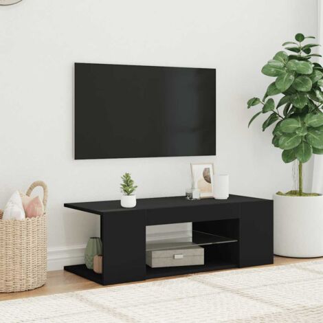 Meuble TV avec lumières LED Moderne - Meuble de rangement - Buffet Salon - Noir 90x39x30 cm Chic-972595