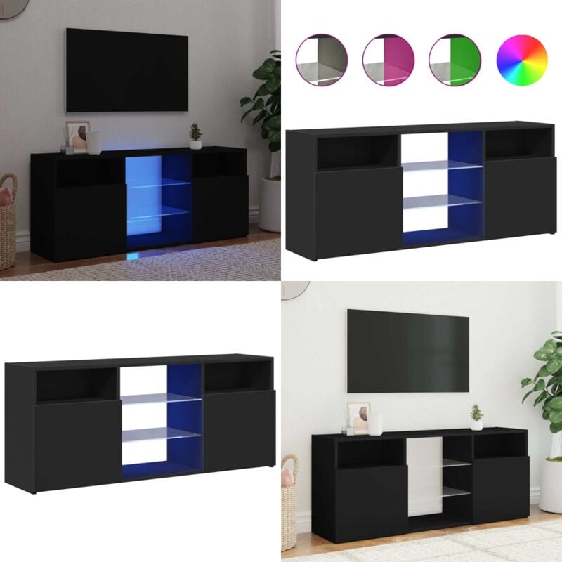 Meuble TV avec lumières LED noir 120x30x50 cm - Meuble Tv - Meuble Téléviseur - Armoire Tv - Télévision - Led - Home & Living