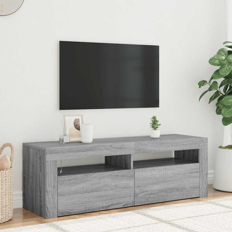 Vidaxl - Meuble tv avec lumières led sonoma gris 120x35x40 cm