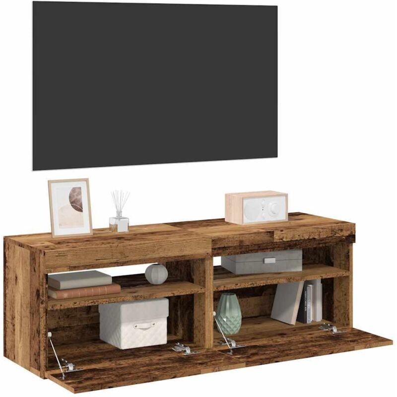 Vidaxl - Meubles tv avec lumières led 2 pcs vieux bois bois d'ingénierie