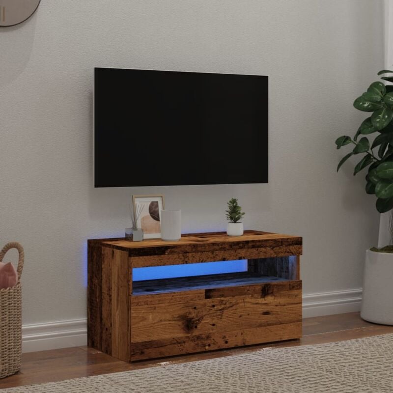 Vidaxl - Meuble tv avec lumières led vieux bois bois d'ingénierie