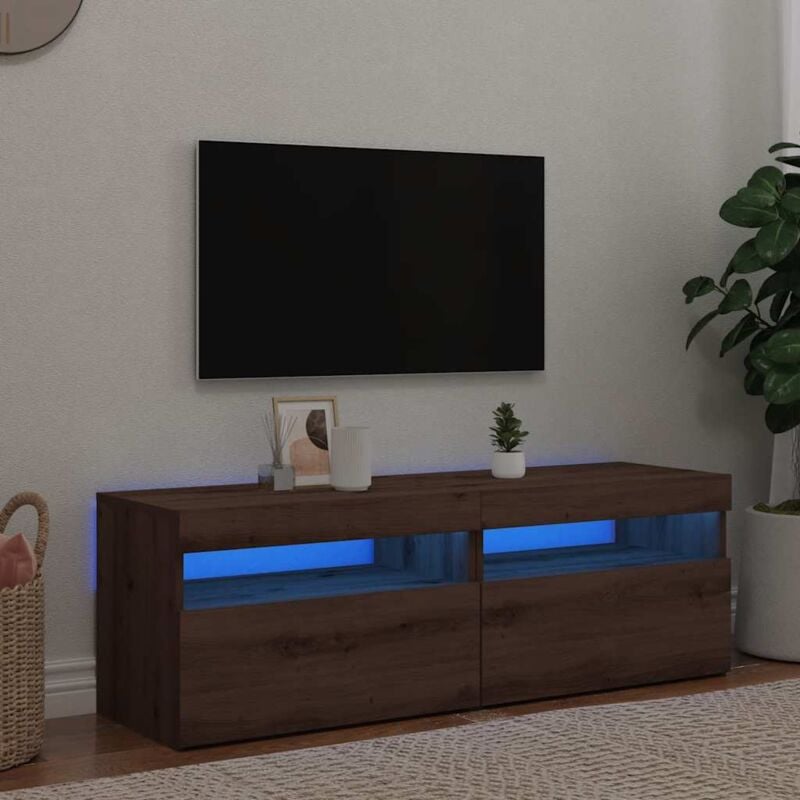 Vidaxl - Meubles tv avec lumières led 2 pcs chêne artisanal