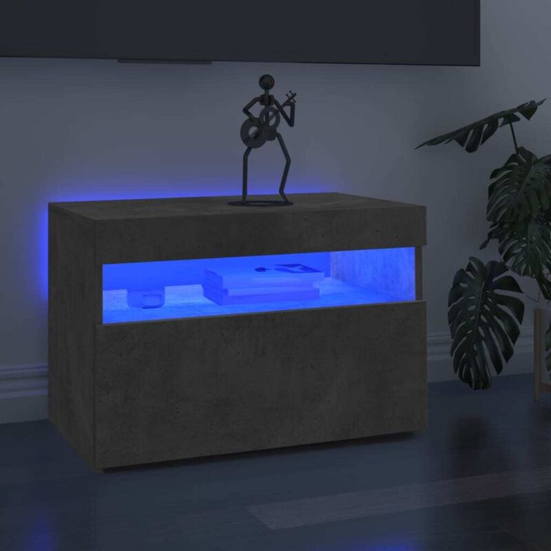 Vidaxl - Meuble tv avec lumières led gris béton 60x35x40 cm