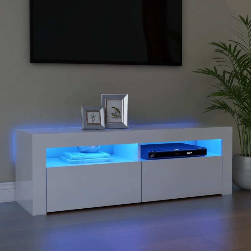 Vidaxl - Meuble tv avec lumières led blanc brillant 120x35x40 cm