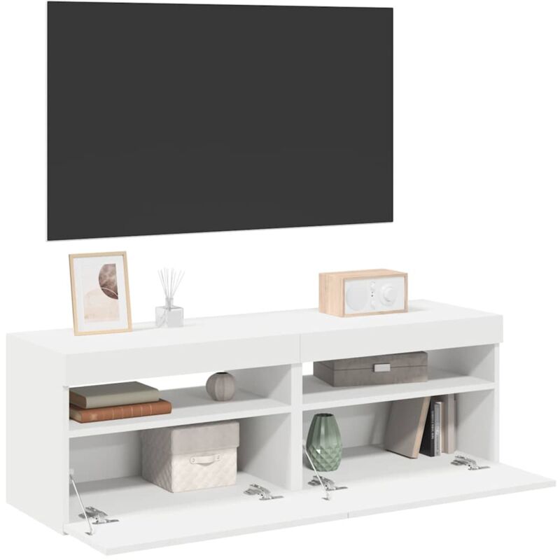 Vidaxl - Meubles tv avec lumières led 2 pcs Blanc 60x35x40 cm
