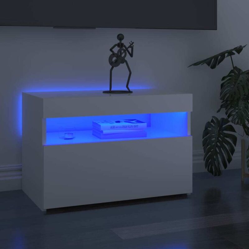 Vidaxl - Meuble tv avec lumières led blanc brillant 60x35x40 cm