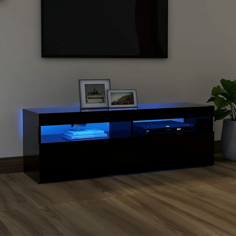 Meuble TV avec lumieres LED Noir 120x35x40 cm