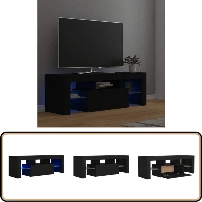 Vidaxl - Meuble tv avec lumières led noir 120x35x40 cm - Meuble Tv - Meuble Téléviseur - Armoire Tv - Télévision - Led Rgb