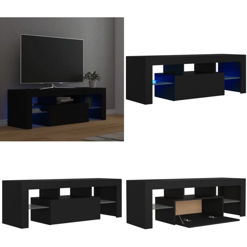 Vidaxl - Meuble tv avec lumières led noir 120x35x40 cm - Meuble Tv - Meuble Téléviseur - Armoire Tv - Télévision - Led Rgb - Home & Living