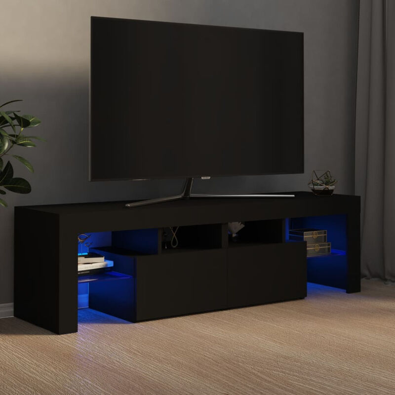 Asupermall - Meuble TV avec lumieres LED Noir 140x35x40 cm