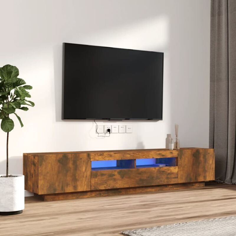Vidaxl - Ensemble de meubles tv avec lumières led 2 pcs Chêne fumé
