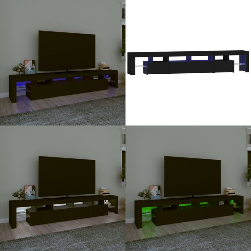 Vidaxl - Meuble tv avec lumières led Noir 230x36,5x40 cm - Meuble Tv - Meuble Tv Led - Meuble Tv Avec Éclairage - Meuble Tv Design - Meuble Tv