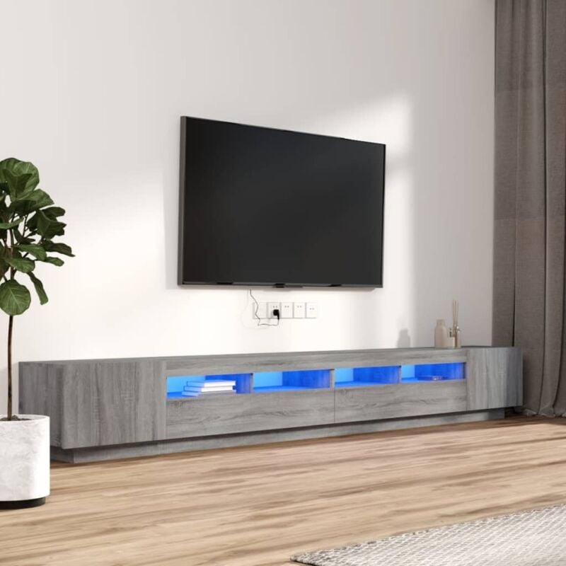 Vidaxl - Ensemble de meubles tv avec lumières led 3 pcs Sonoma gris