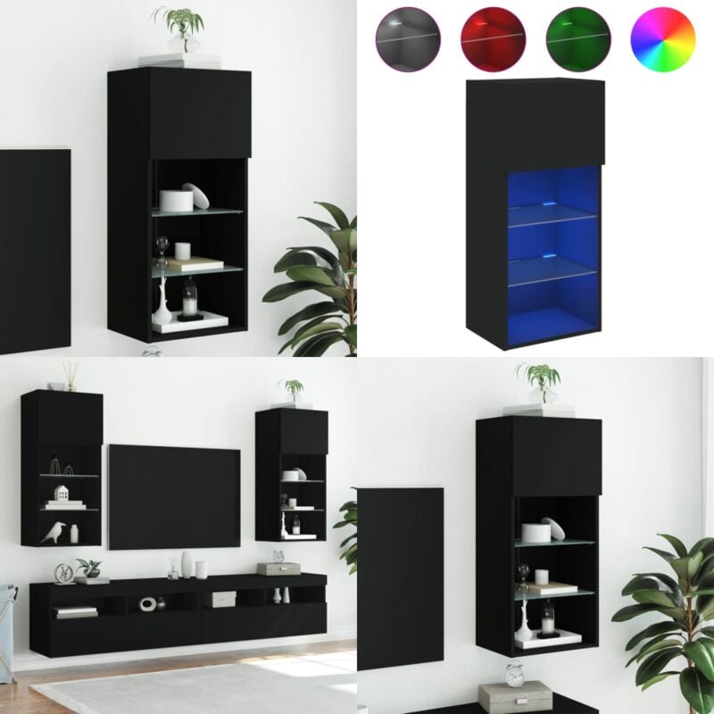Vidaxl - Meuble tv avec lumières led noir 40,5x30x90 cm - Meubles Tv - Meuble Tv - Support Tv - Meuble Hifi - Lumieres Led - Home & Living