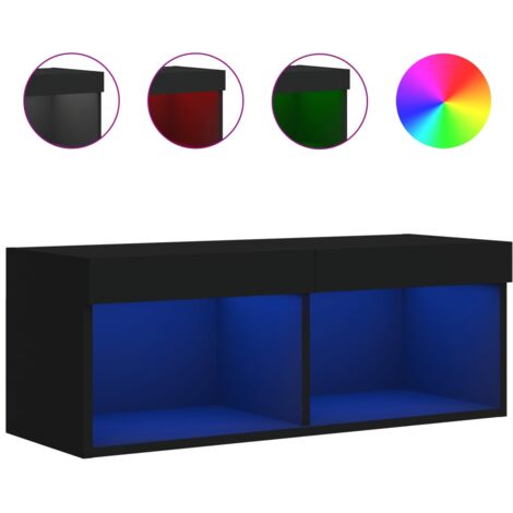 Meuble TV avec lumières LED noir 80x30x30