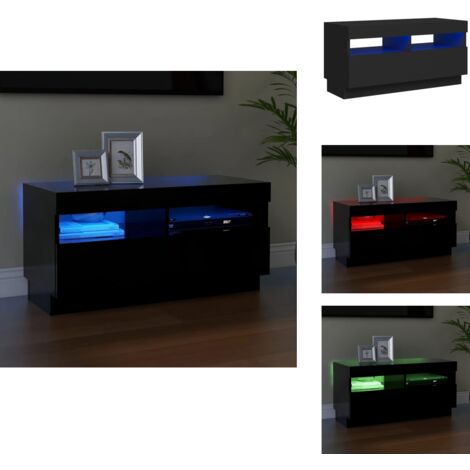 Meuble TV avec lumières LED noir 80x35x40 cm - Meubles Tv - Meuble Tv Led - Meuble Tv Rangement - Armoire Tv - Support Tv