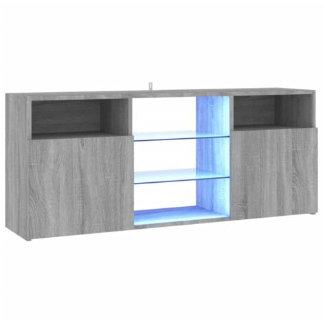 Meuble TV avec lumières LED Sonoma gris 120x30x50