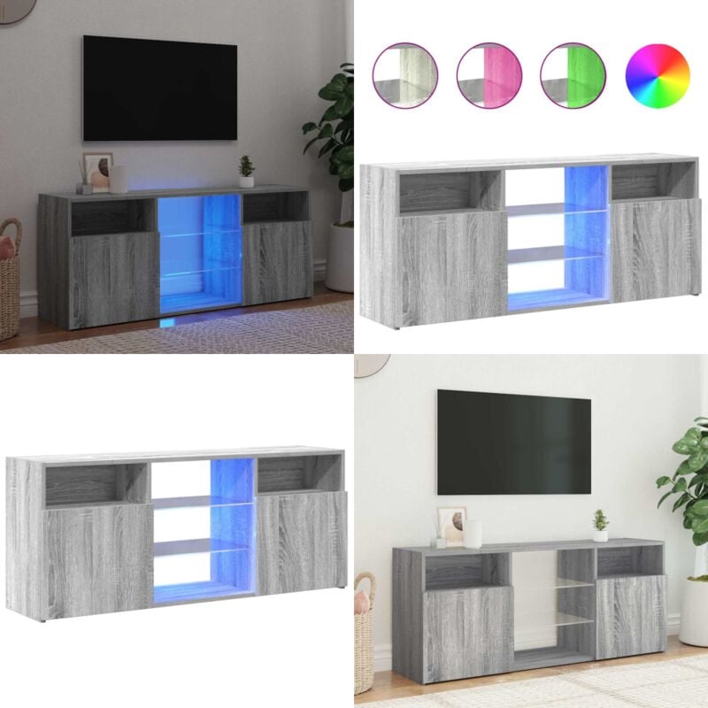 Vidaxl - Meuble tv avec lumières led Sonoma gris 120x30x50 cm - Meubles Tv - Meuble Tv Led - Meuble Tv Design - Meuble Tv Rangement - Meuble Tv Gris