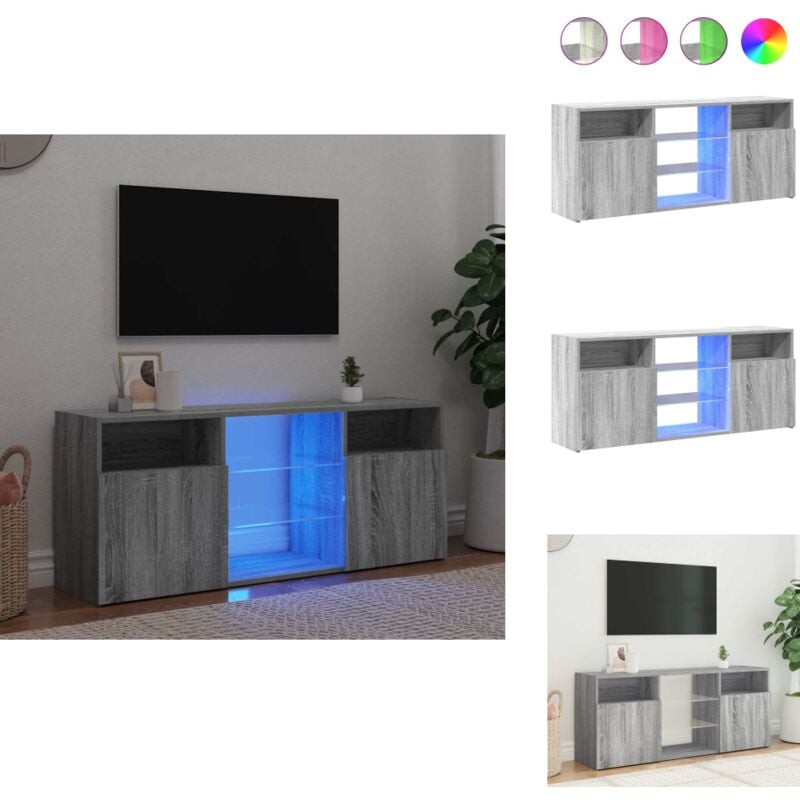 Vidaxl - Meuble tv avec lumières led Sonoma gris 120x30x50 cm - Meubles Tv - Meuble Tv Led - Meuble Tv Design - Meuble Tv Rangement - Meuble Tv Gris