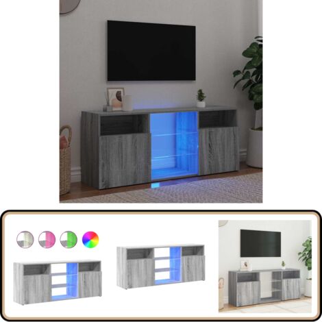 Meuble TV avec lumières LED Sonoma gris 120x30x50 cm - Meubles Tv - Meuble Tv Led - Meuble Tv Design - Meuble Tv Rangement - Meuble Tv Gris