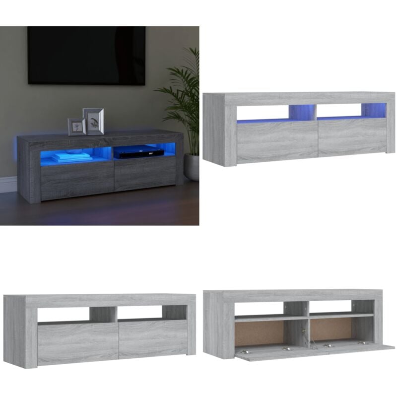Vidaxl - Meuble tv avec lumières led sonoma gris 120x35x40 cm - Meubles Tv - Meuble Tv - Télévision - Unité Tv - Support Tv - Home & Living