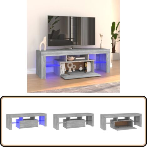 Meuble TV avec lumières LED sonoma gris 120x35x40 cm - Meubles Tv - Meuble Tv Led - Meuble Tv Avec Éclairage - Meuble Tv Design - Meuble Tv Gris
