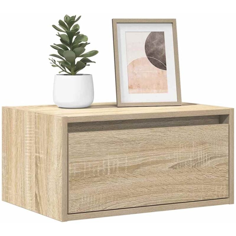 Vidaxl - Table de chevet murale avec lumières led chêne sonoma
