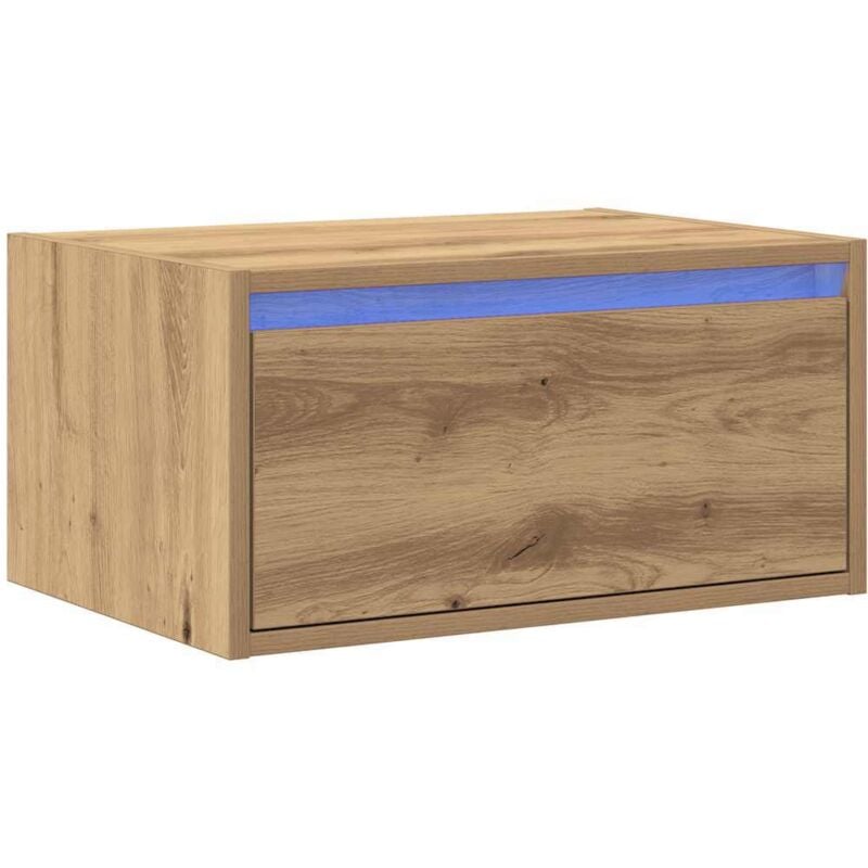 Table de chevet murale avec lumières led chêne artisanal Vidaxl