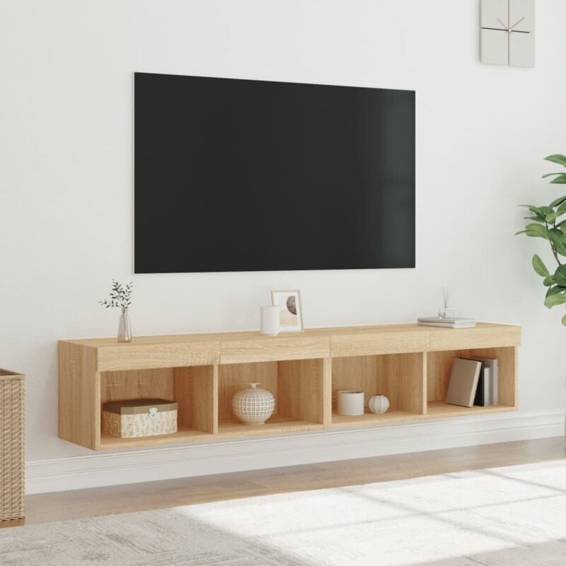 Vidaxl - Meubles tv avec lumières led 2 pcs chêne sonoma 80x30x30 cm