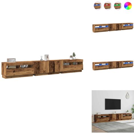 Meuble TV avec lumières LED vieux bois bois d'ingénierie - Meuble TV - Meubles TV - Support TV - Banc TV
