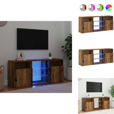 Meuble TV avec lumières LED vieux bois bois d'ingénierie - Meuble TV - Meubles TV - Support TV - Meuble Hifi