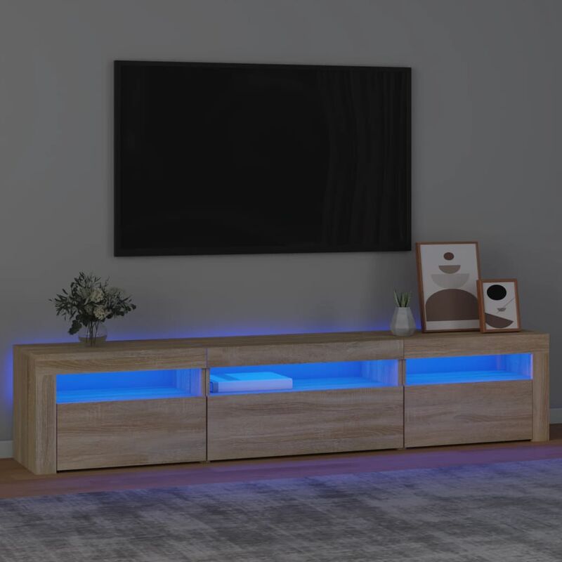 Vidaxl - Meuble tv avec lumières led Chêne sonoma 195x35x40 cm