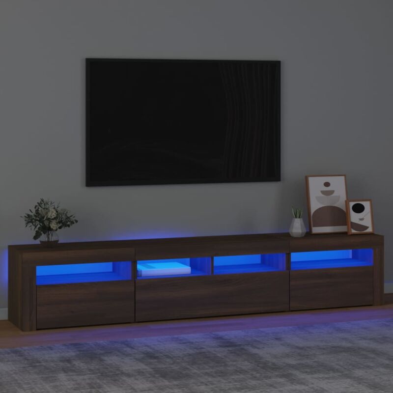 Vidaxl - Meuble tv avec lumières led Chêne marron 210x35x40 cm