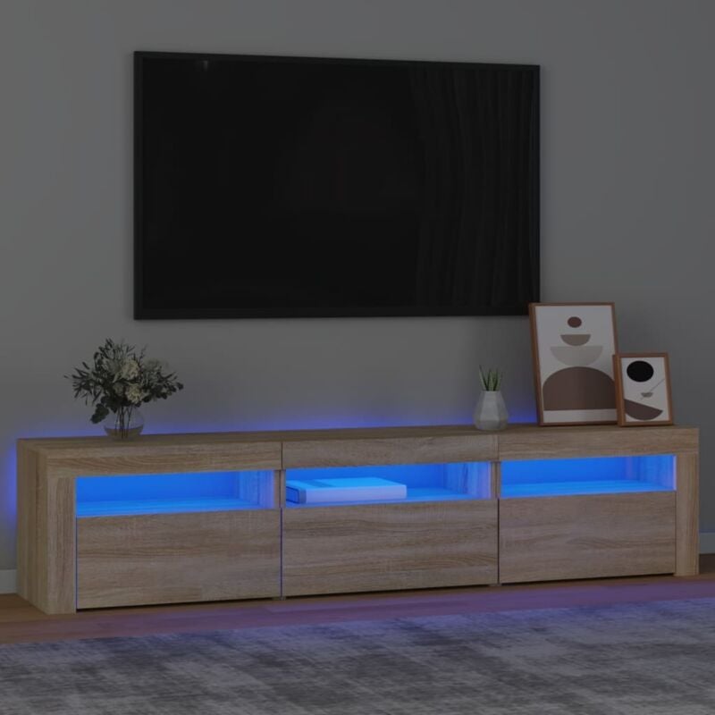 Vidaxl - Meuble tv avec lumières led Chêne sonoma 180x35x40 cm