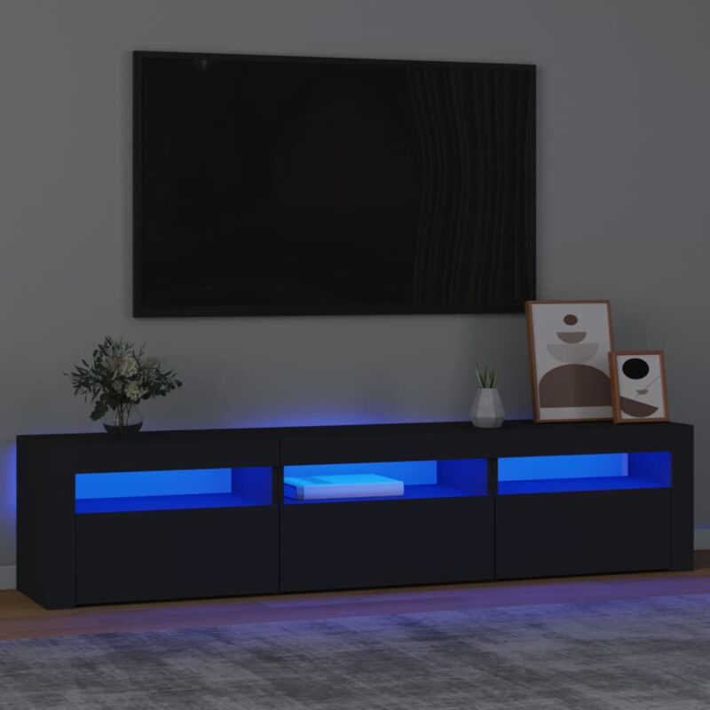 Vidaxl - Meuble tv avec lumières led Noir 180x35x40 cm