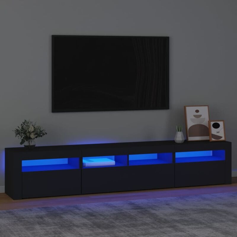 VIDAXL Meuble tv avec lumi&egrave;res led Noir 210x35x40 cm - 