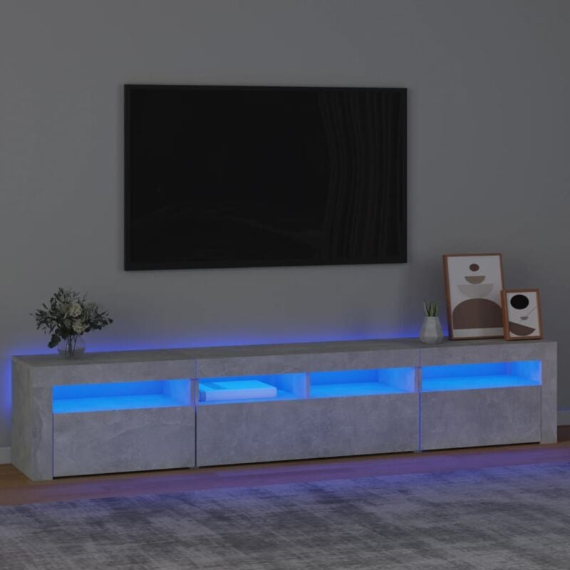 Vidaxl - Meuble tv avec lumières led Gris béton 210x35x40 cm