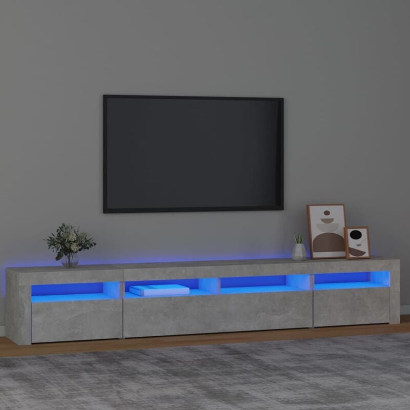 Vidaxl - Meuble tv avec lumières led Gris béton 240x35x40 cm