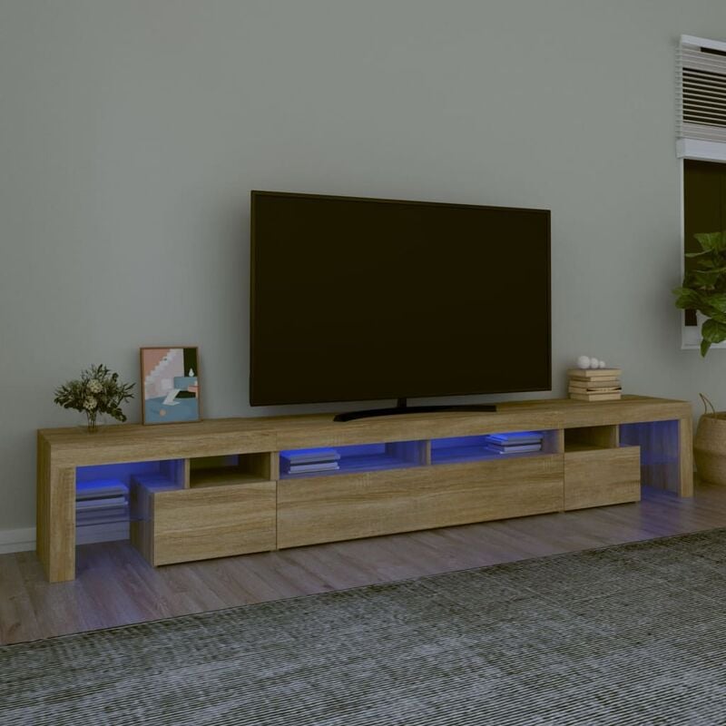 Vidaxl - Meuble tv avec lumières led Chêne sonoma 260x36,5x40 cm