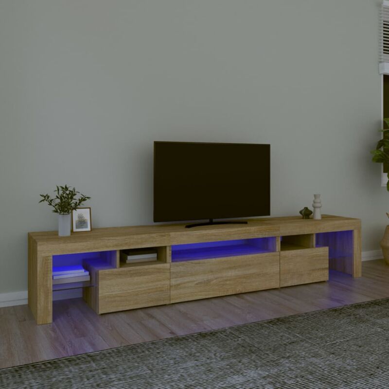 Vidaxl - Meuble tv avec lumières led Chêne sonoma 215x36,5x40 cm