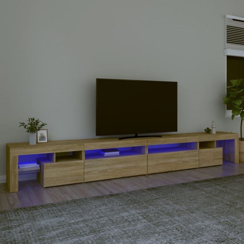 Vidaxl - Meuble tv avec lumières led Chêne sonoma 290x36,5x40 cm