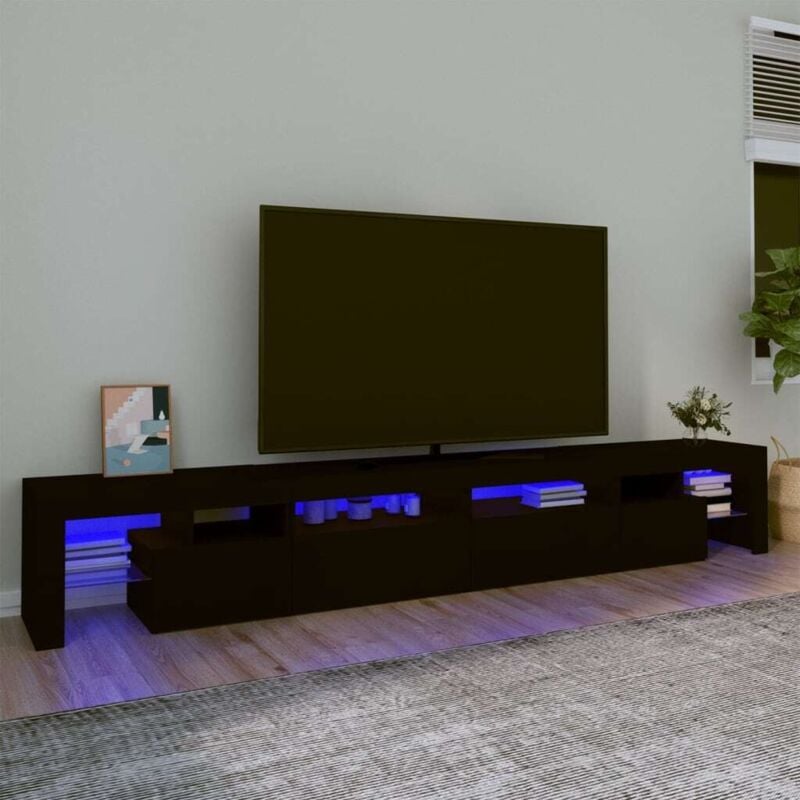 Vidaxl - Meuble tv avec lumières led Noir 260x36,5x40 cm
