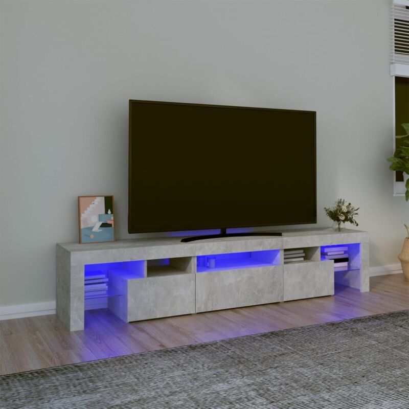 Vidaxl - Meuble tv avec lumières led Gris béton 200x36,5x40 cm