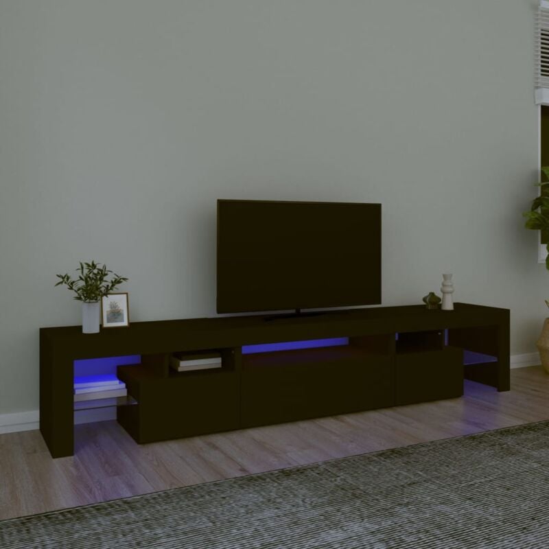 Vidaxl - Meuble tv avec lumières led Noir 215x36,5x40 cm