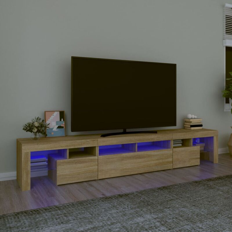 Vidaxl - Meuble tv avec lumières led Chêne sonoma 230x36,5x40 cm