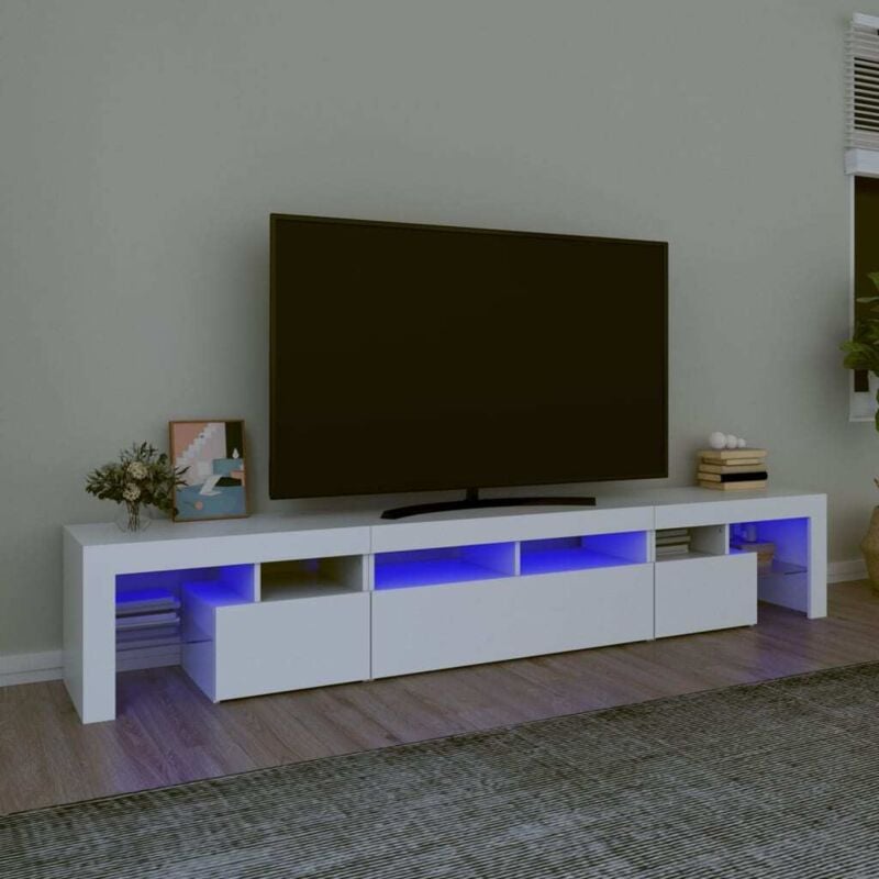 Vidaxl - Meuble tv avec lumières led Blanc 230x36,5x40 cm